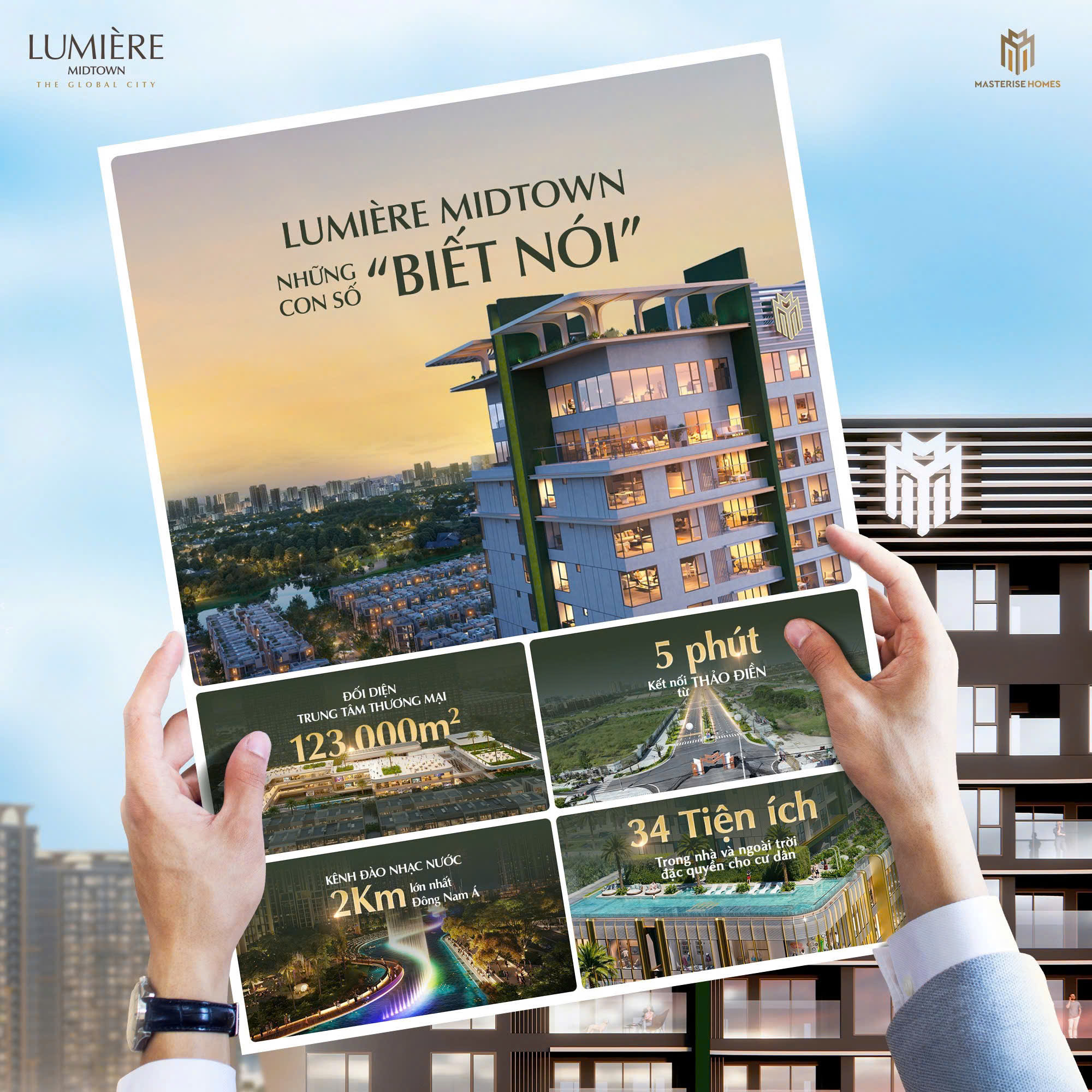Phân khu căn hộ cao cấp Lumiere Midtown của tập đoàn Masteri Homes, ôm trọn kênh đào nhạc nước tại The Global City đang mở bán đợt đầu tiên